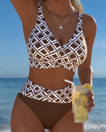 CAMILLE | MAILLOT DE BAIN DEUX PIÈCES STYLE SOUTIEN-GORGE À MOTIF DIAMANT