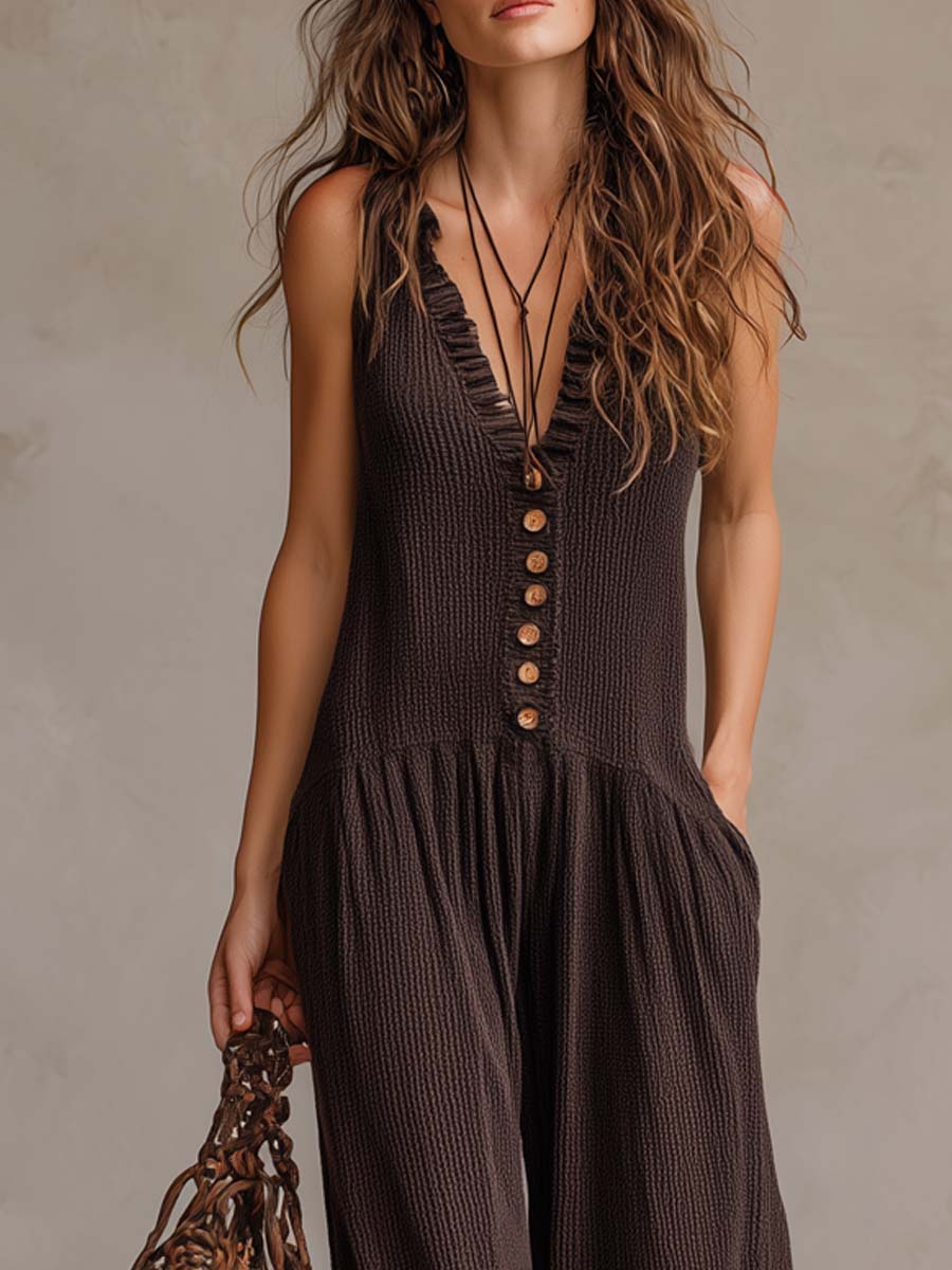 Mila Boho Button Jumpsuit