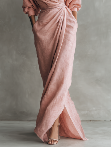 Rosa | Linen Maxi Dress with V-Neck