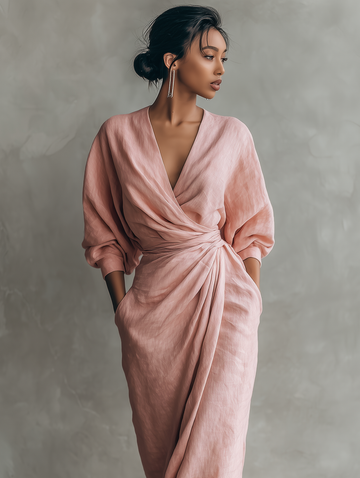 Rosa | Linen Maxi Dress with V-Neck