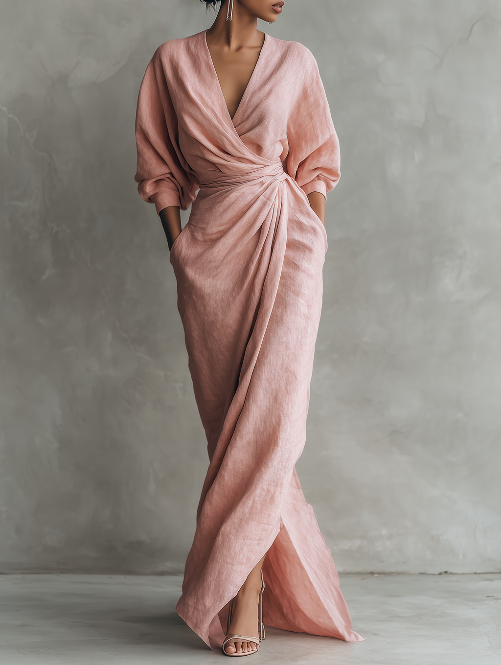 Rosa | Linen Maxi Dress with V-Neck