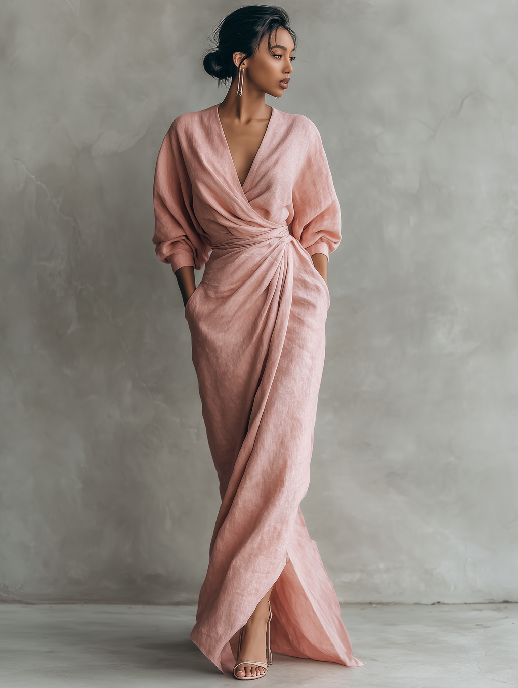 Rosa | Linen Maxi Dress with V-Neck