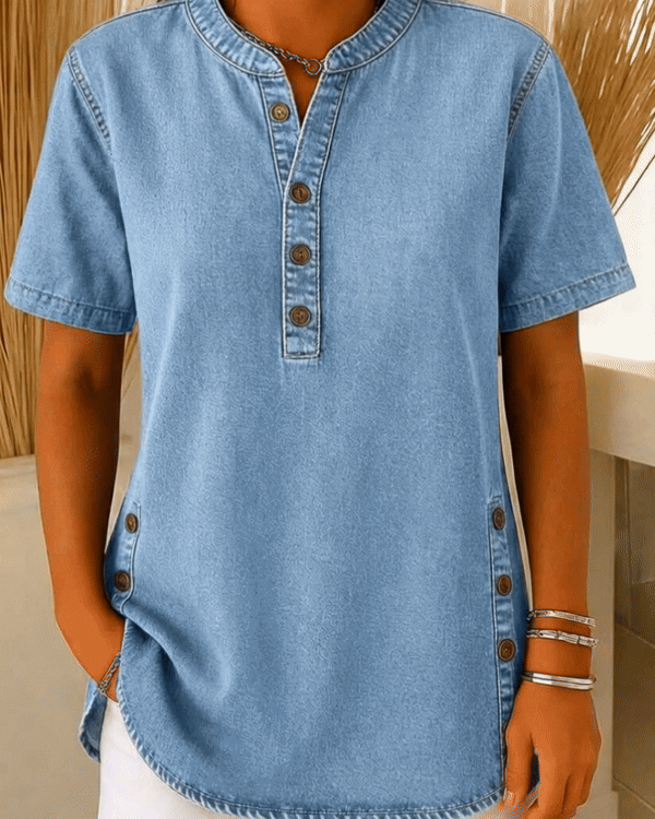 Myra | Breathable Denim-Feel Blouse