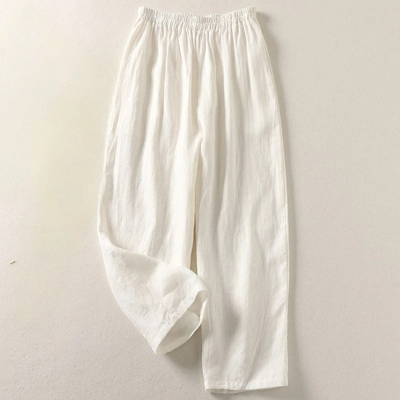 Amalia | Comfortable Cotton-Blend Relaxed Trousers