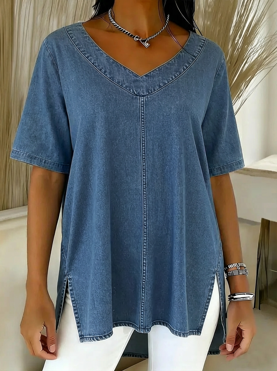 Katy | Breathable Denim-Feel Top