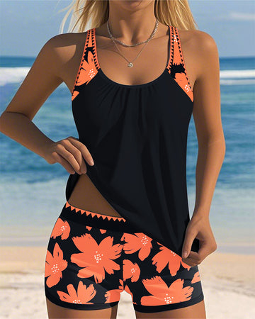 Laura | U-Neck Sleeveless Printed Tankini