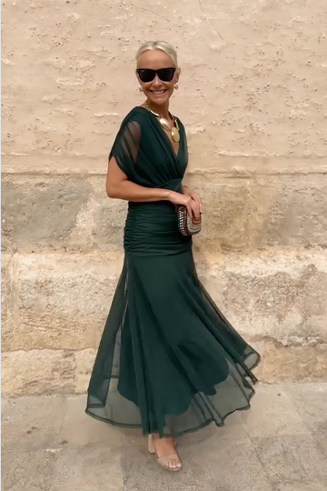 Louise | Elegant Flowy V-Neck Maxi Dress
