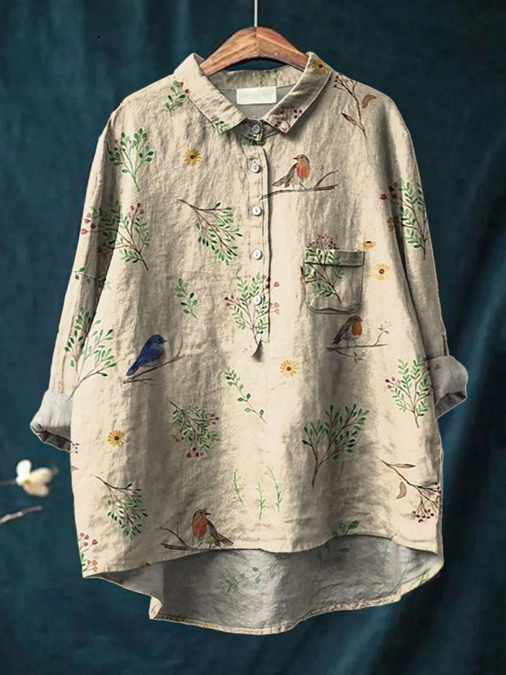 Alice | Boughs And Robin Birds Pattern Printed Women&