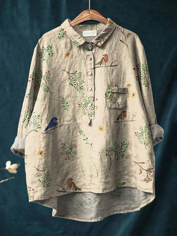 Alice | Boughs And Robin Birds Pattern Printed Women&