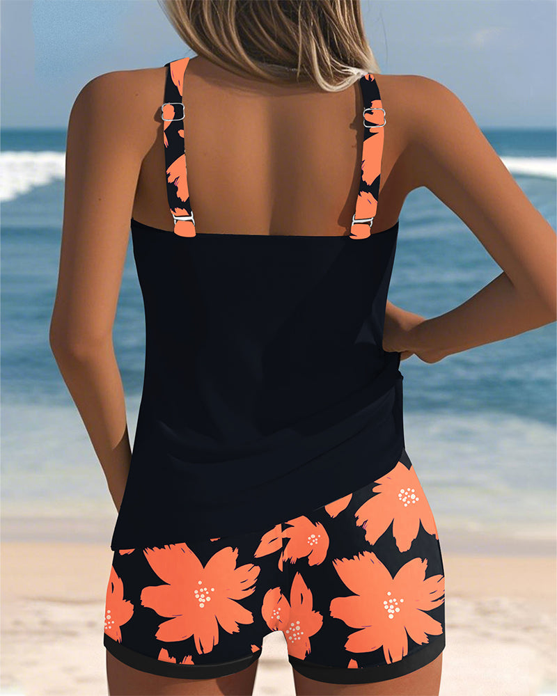 Laura | U-Neck Sleeveless Printed Tankini
