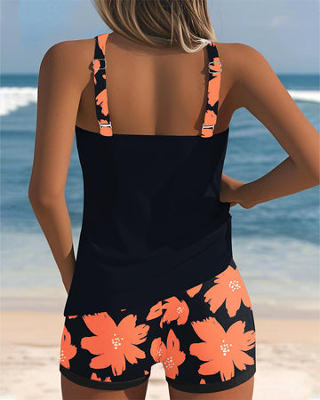 Laura | U-Neck Sleeveless Printed Tankini