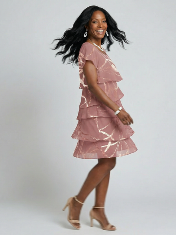 Hoku | Poised Abstract Knee Length Dress