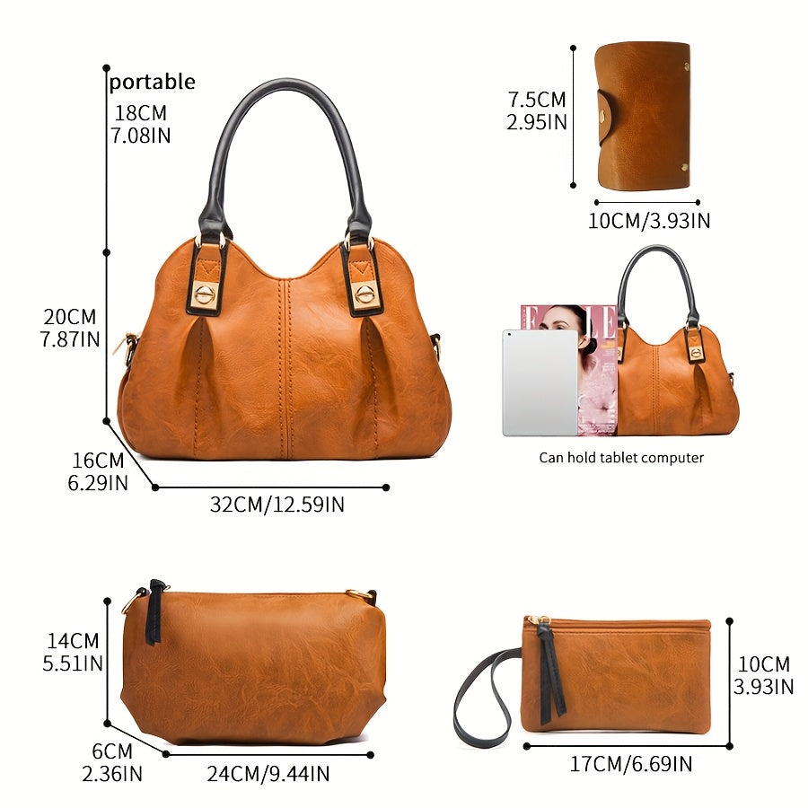 Zoe | Vintage 4-Piece Leather Bag Set