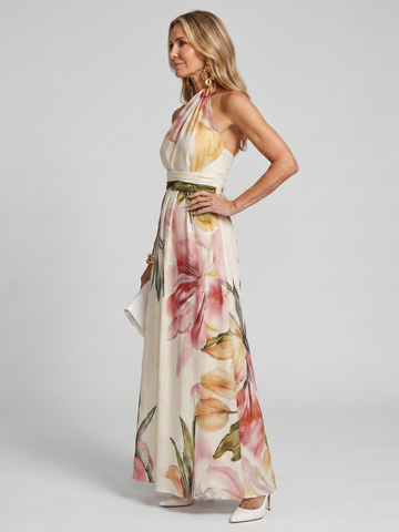 Hester | Soft Halter Flowing Skirt Maxi Dress