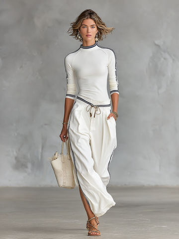 Set with Wide-Leg Trousers & Drawstring