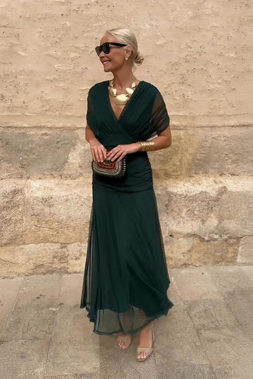 Louise | Elegant Flowy V-Neck Maxi Dress