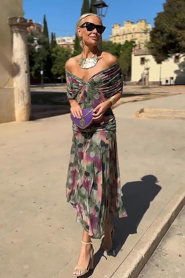 Louise | Elegant Flowy V-Neck Maxi Dress