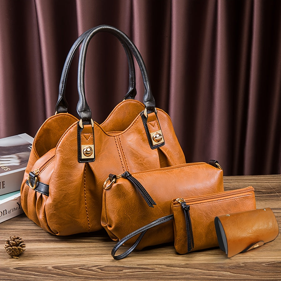 Zoe | Vintage 4-Piece Leather Bag Set