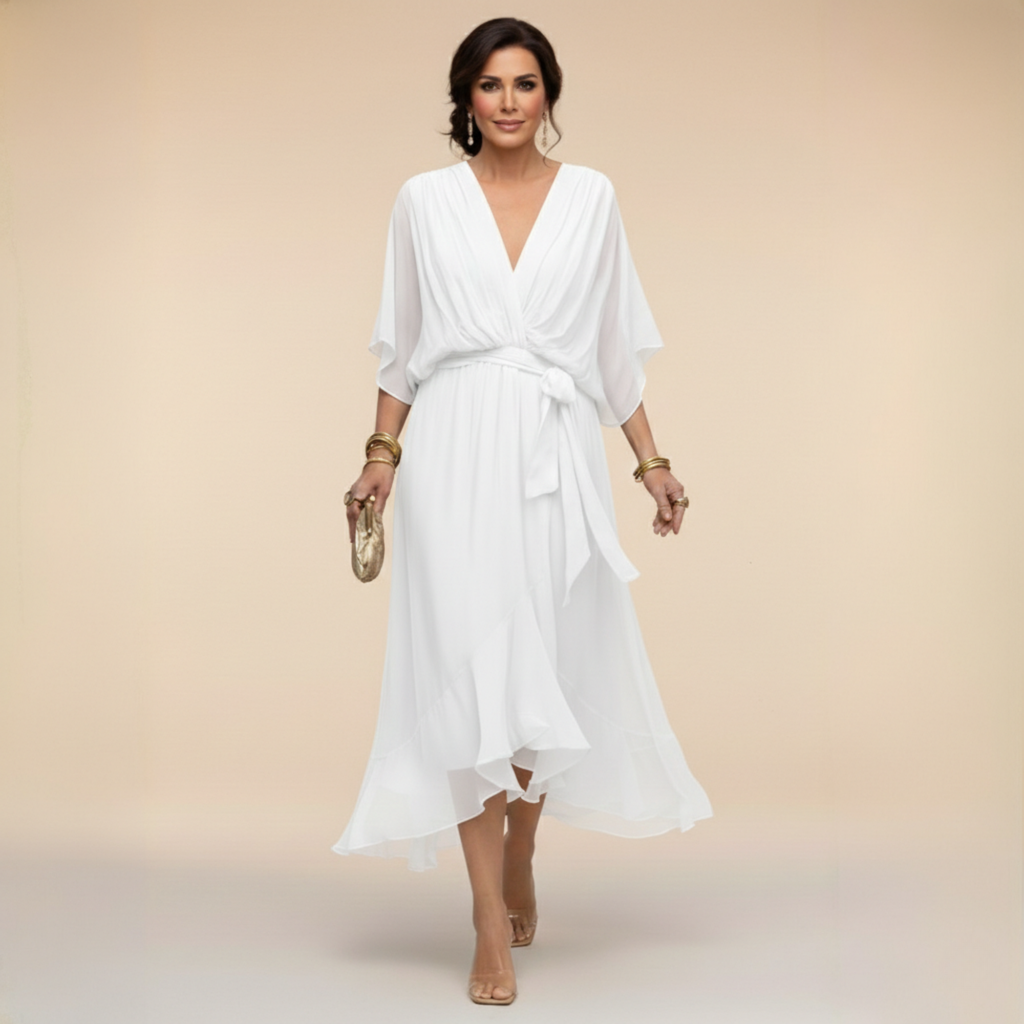 MARTA | Flowy Elegant V-Neck Chiffon Dress