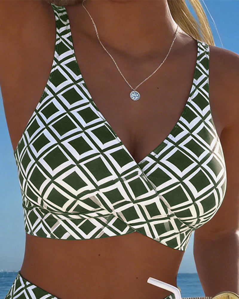 CAMILLE | MAILLOT DE BAIN DEUX PIÈCES STYLE SOUTIEN-GORGE À MOTIF DIAMANT