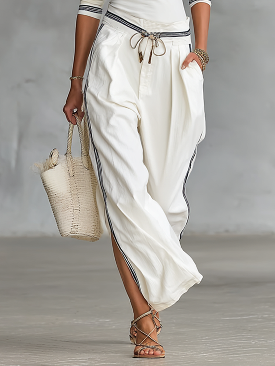 Set with Wide-Leg Trousers & Drawstring