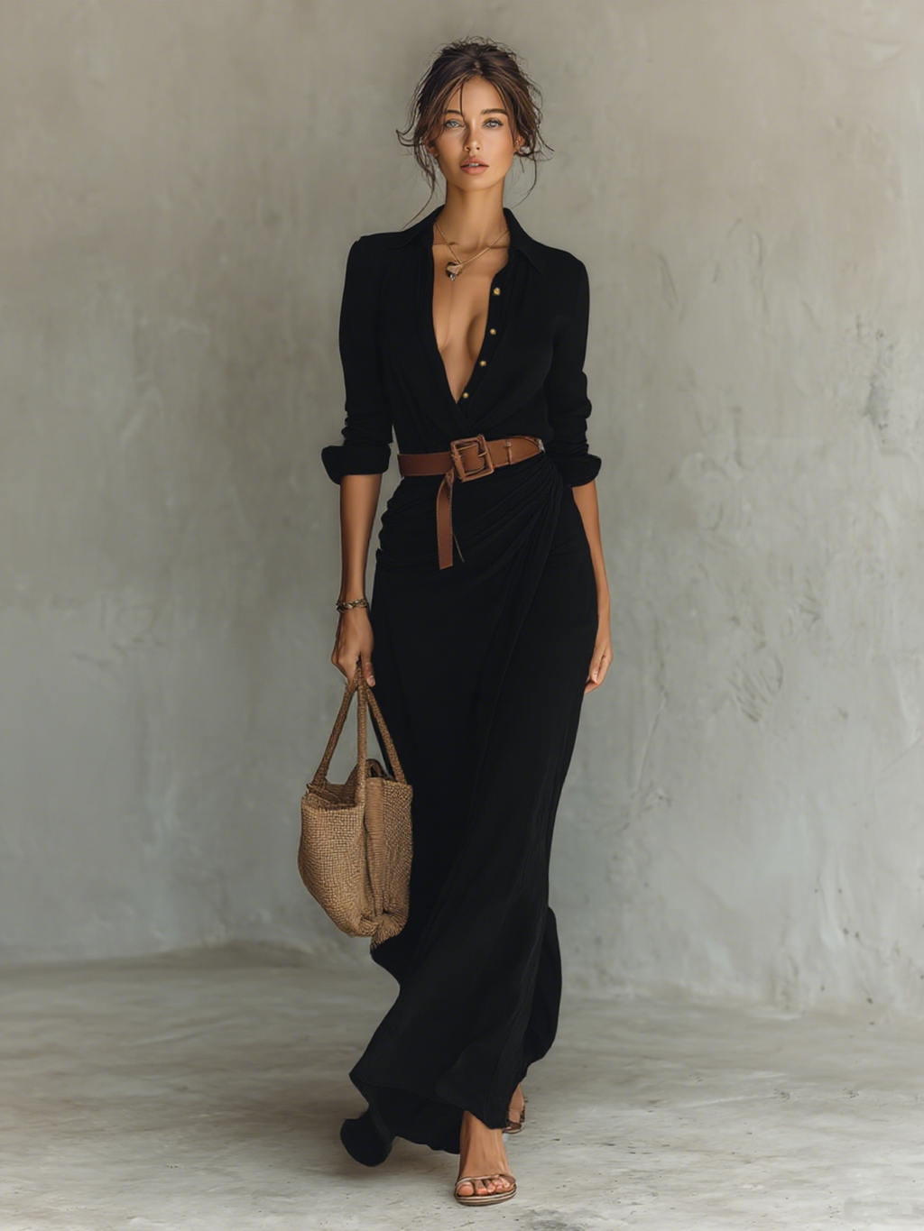 Classic Elegant Collar Maxi Dress