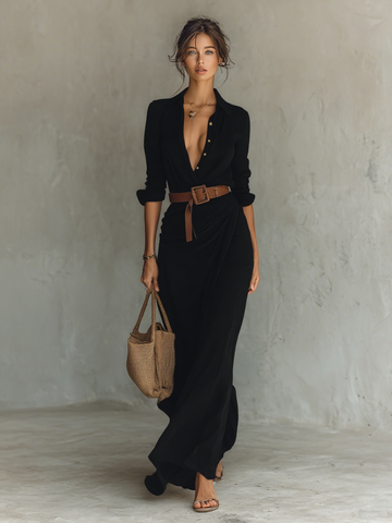 Classic Elegant Collar Maxi Dress