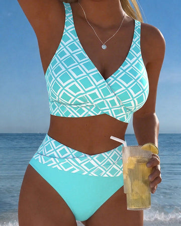 CAMILLE | MAILLOT DE BAIN DEUX PIÈCES STYLE SOUTIEN-GORGE À MOTIF DIAMANT