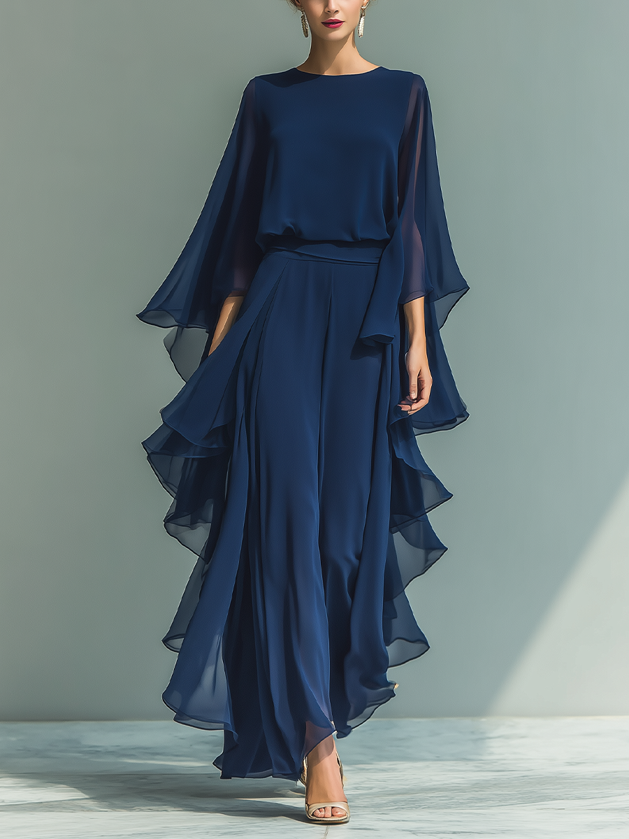 Marine Elegant Ruffle Chiffon Set