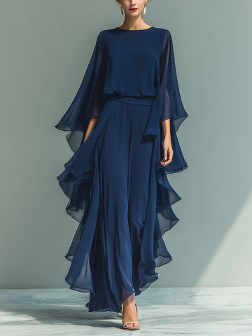 Marine Elegant Ruffle Chiffon Set