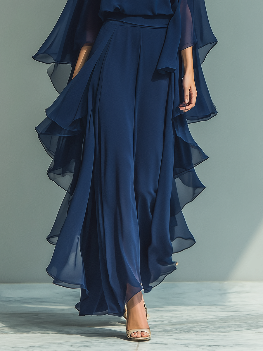 Marine Elegant Ruffle Chiffon Set