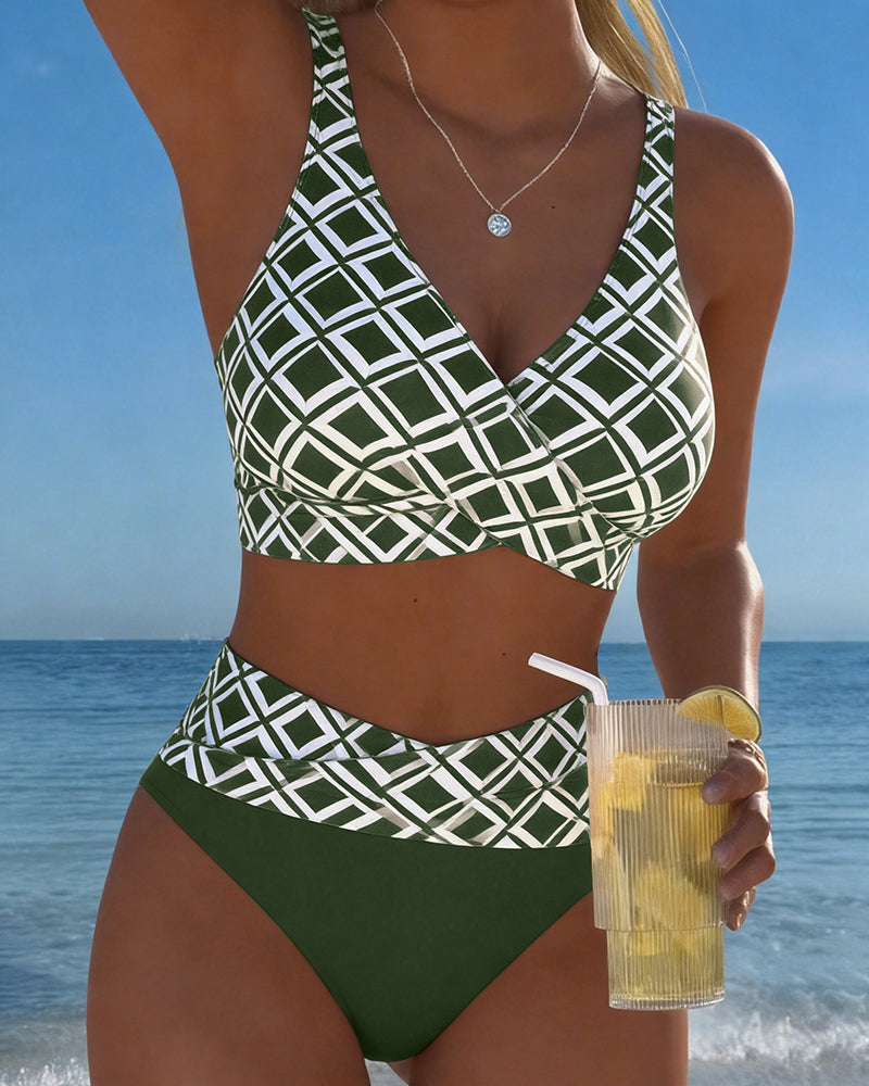 CAMILLE | MAILLOT DE BAIN DEUX PIÈCES STYLE SOUTIEN-GORGE À MOTIF DIAMANT