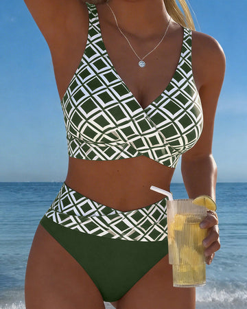 CAMILLE | MAILLOT DE BAIN DEUX PIÈCES STYLE SOUTIEN-GORGE À MOTIF DIAMANT