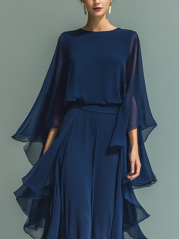 Marine Elegant Ruffle Chiffon Set