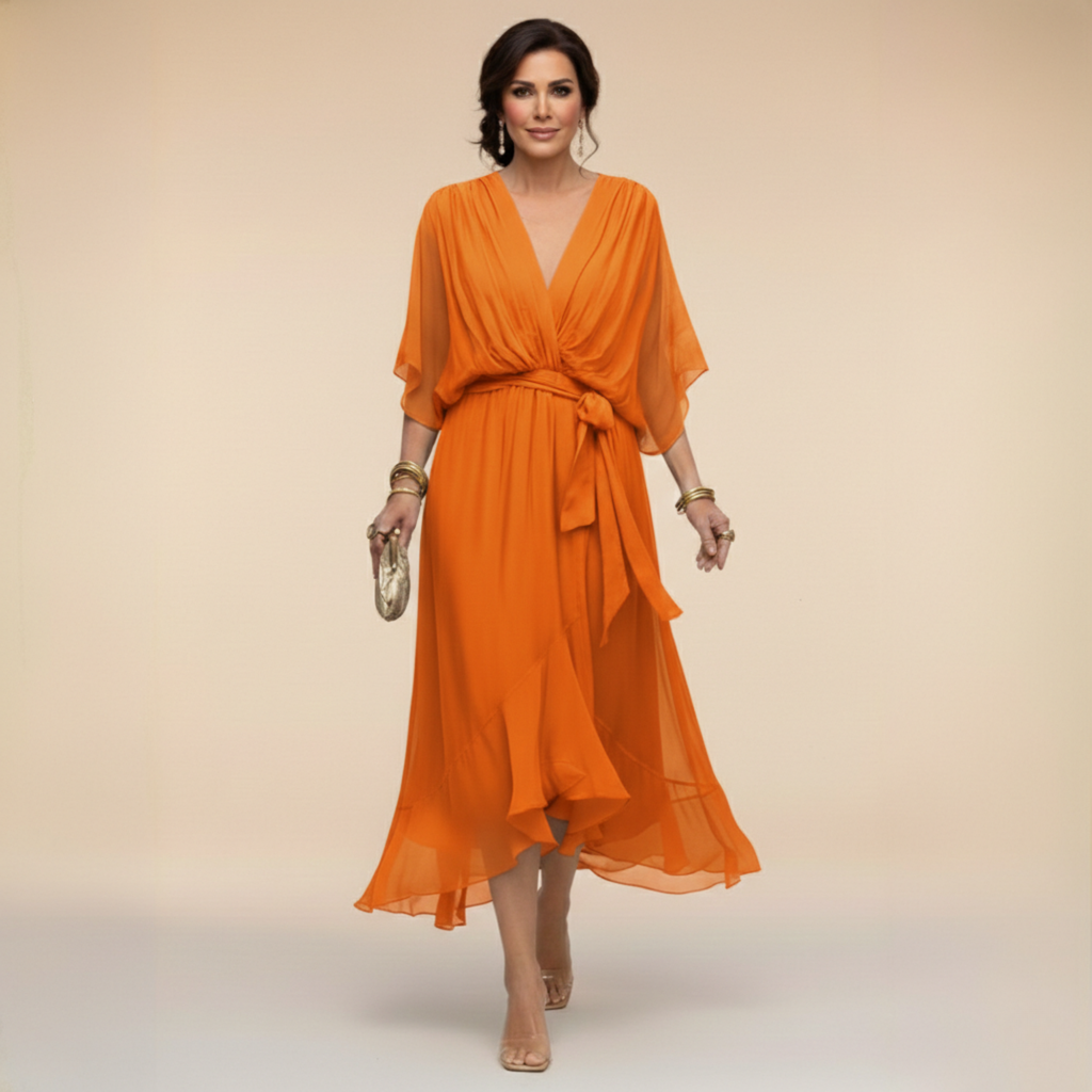 MARTA | Flowy Elegant V-Neck Chiffon Dress