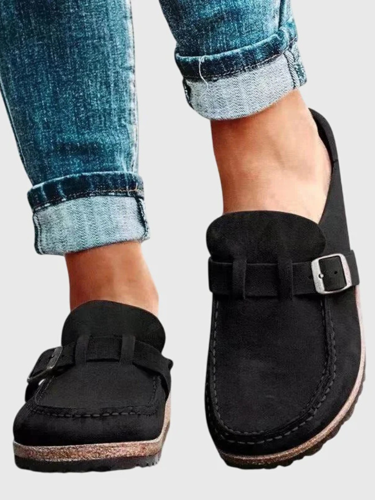 Valencia | Vegan Suede Buckle Comfort Clogs