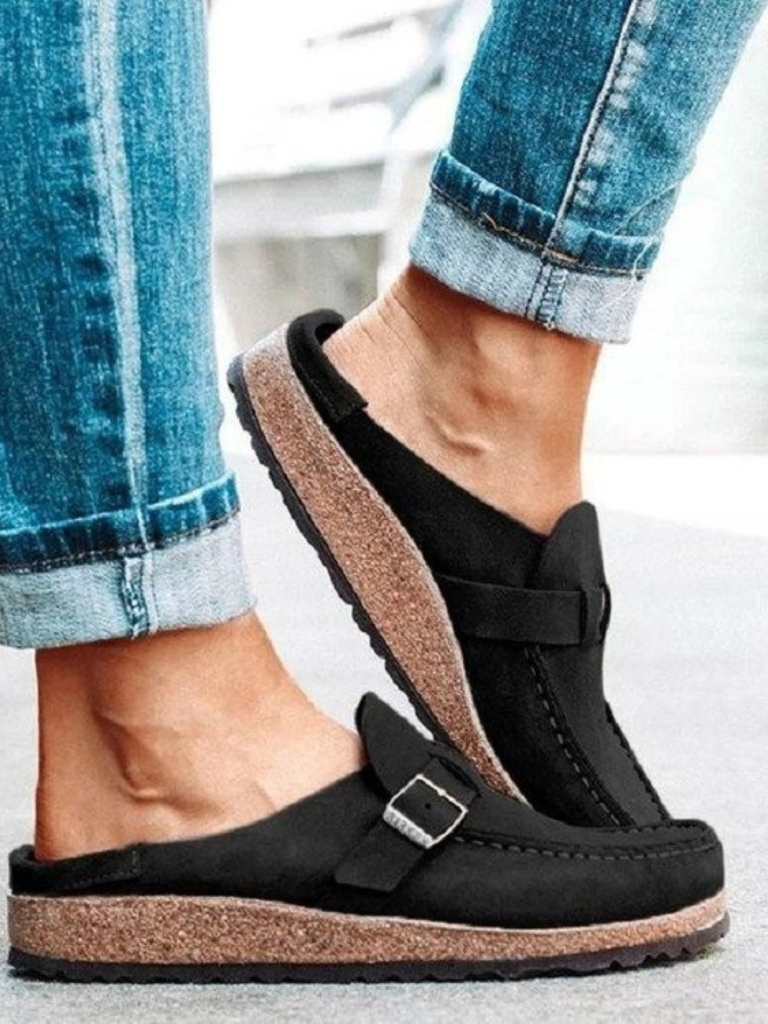 Valencia | Vegan Suede Buckle Comfort Clogs