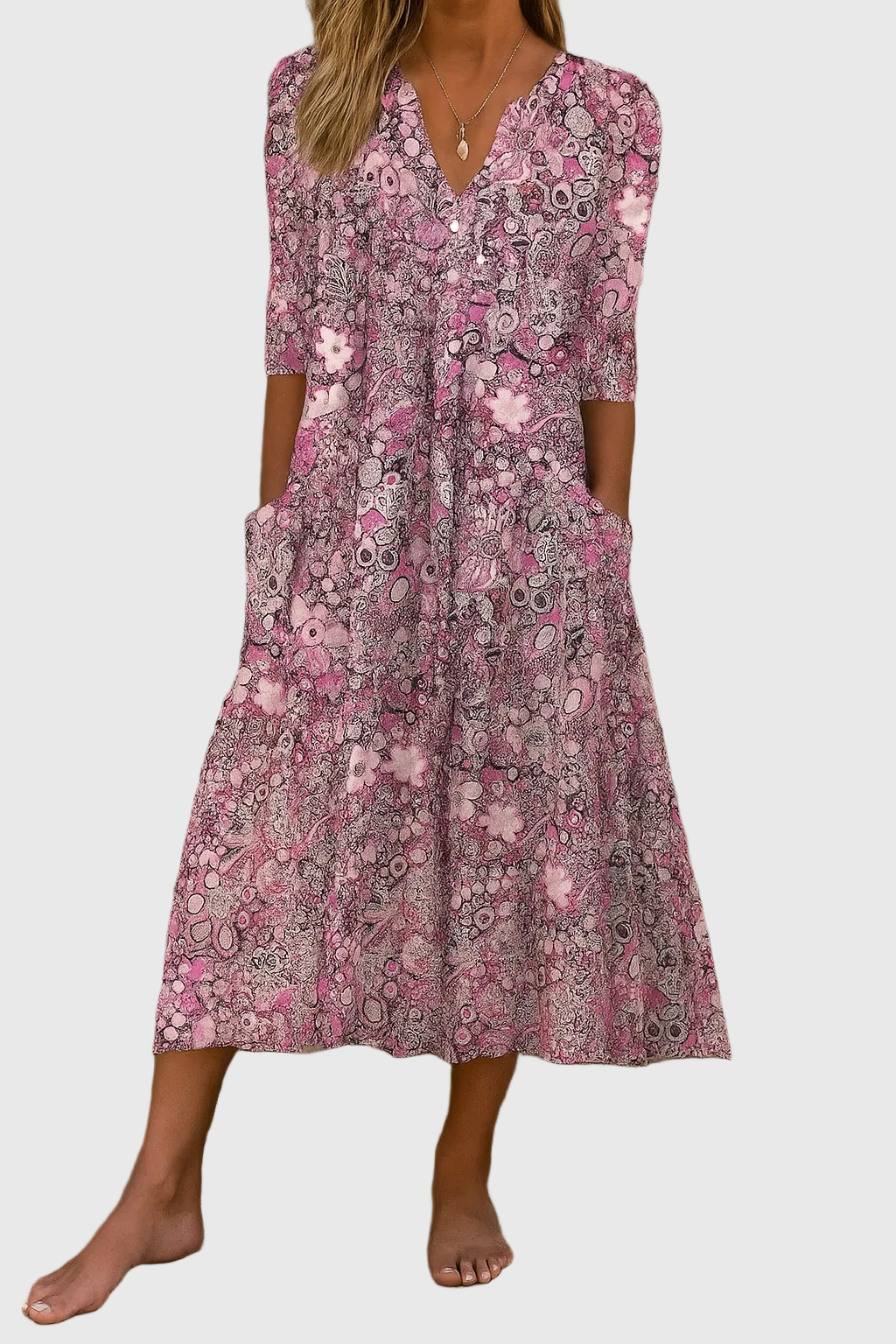 Hailey | Lightweight V-Neck Midi Dress