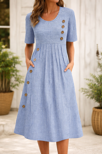 Victoria| Comfortable Striped Midi Dress