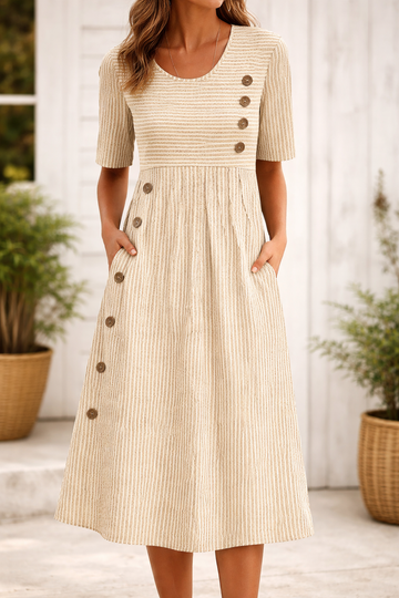 Victoria| Comfortable Striped Midi Dress