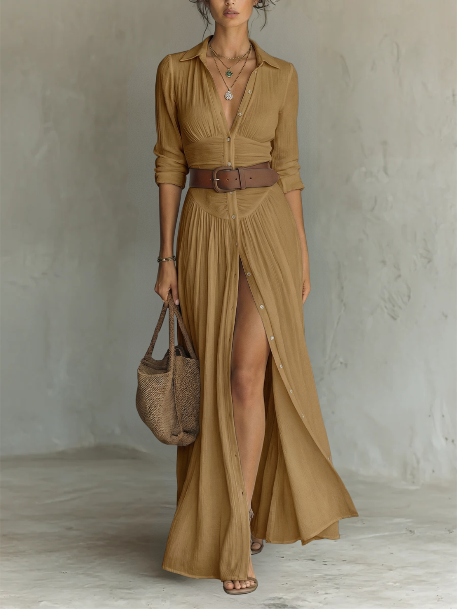 Classic Elegant Collar Maxi Dress