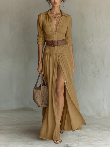 Classic Elegant Collar Maxi Dress