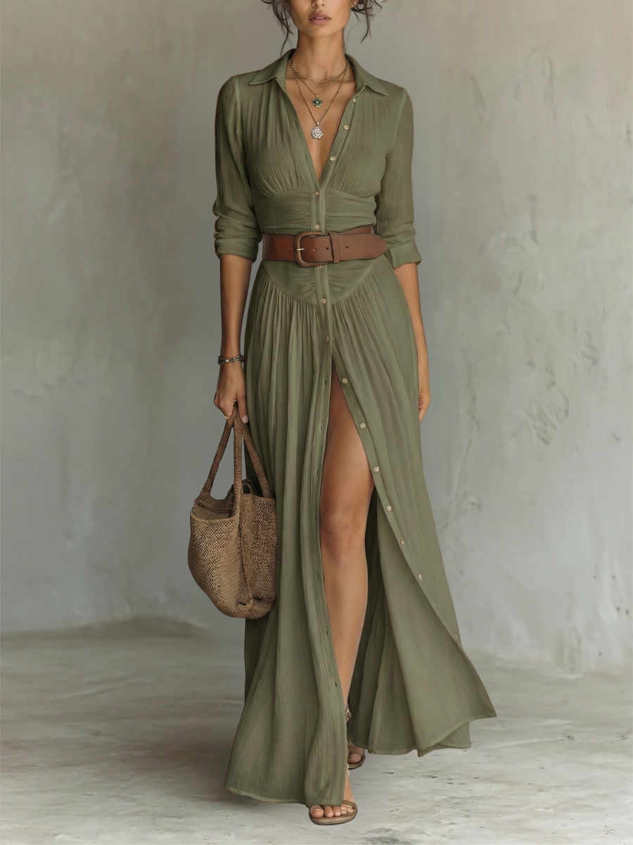 Classic Elegant Collar Maxi Dress