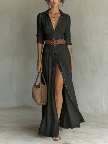 Classic Elegant Collar Maxi Dress