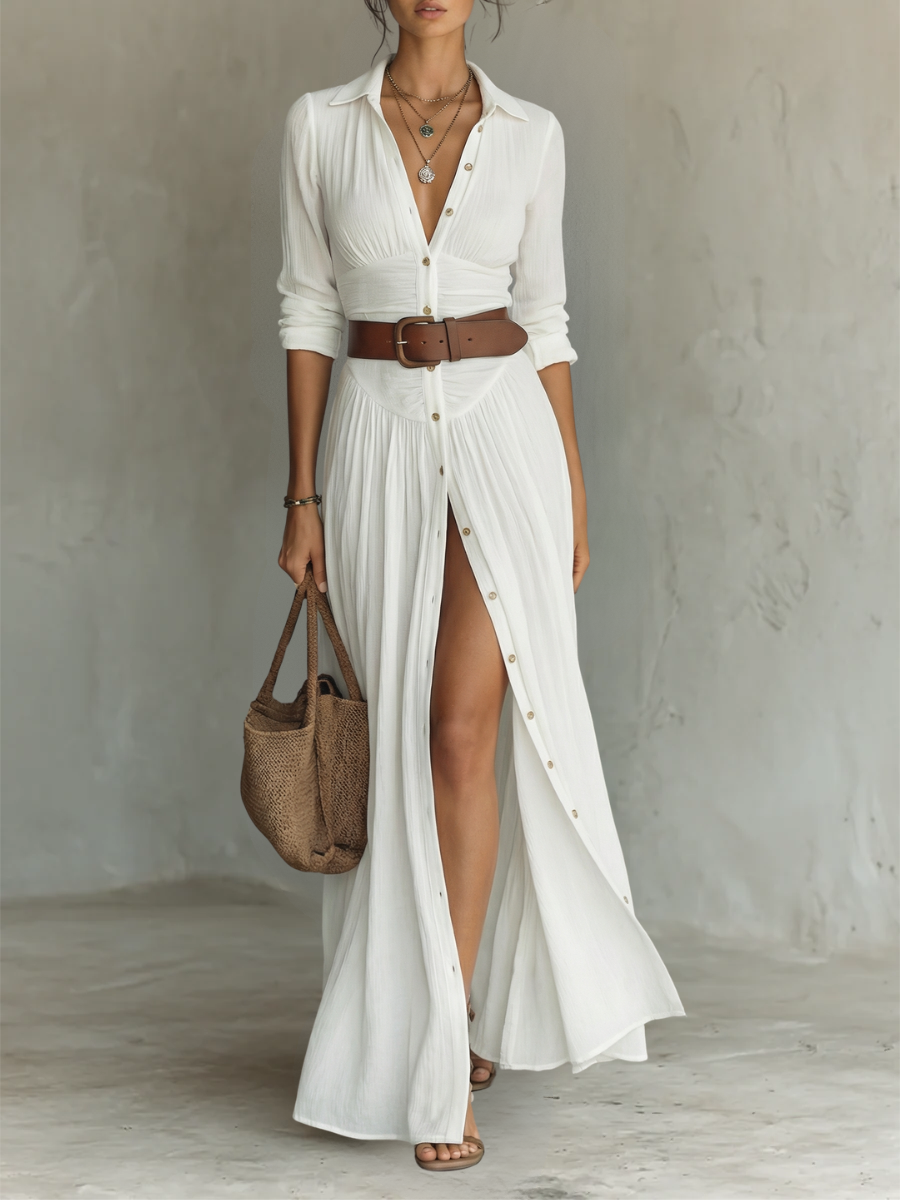 Classic Elegant Collar Maxi Dress