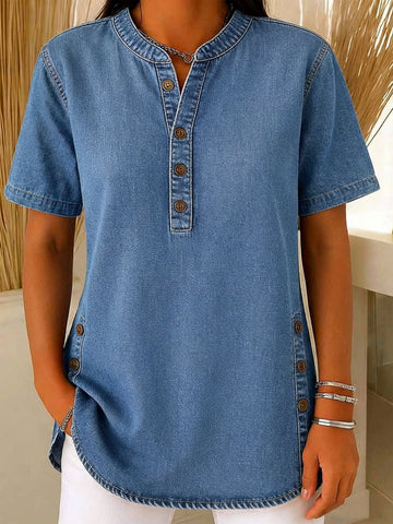 Myra | Breathable Denim-Feel Blouse