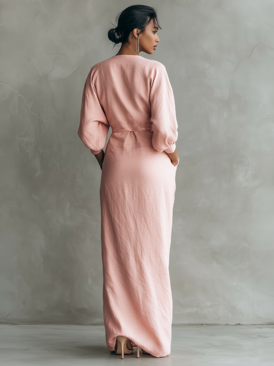 Rosa | Linen Maxi Dress with V-Neck