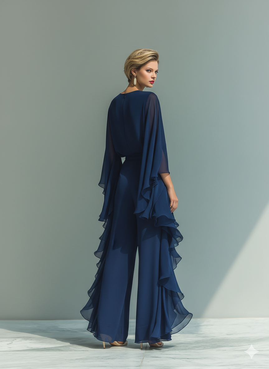 Marine Elegant Ruffle Chiffon Set