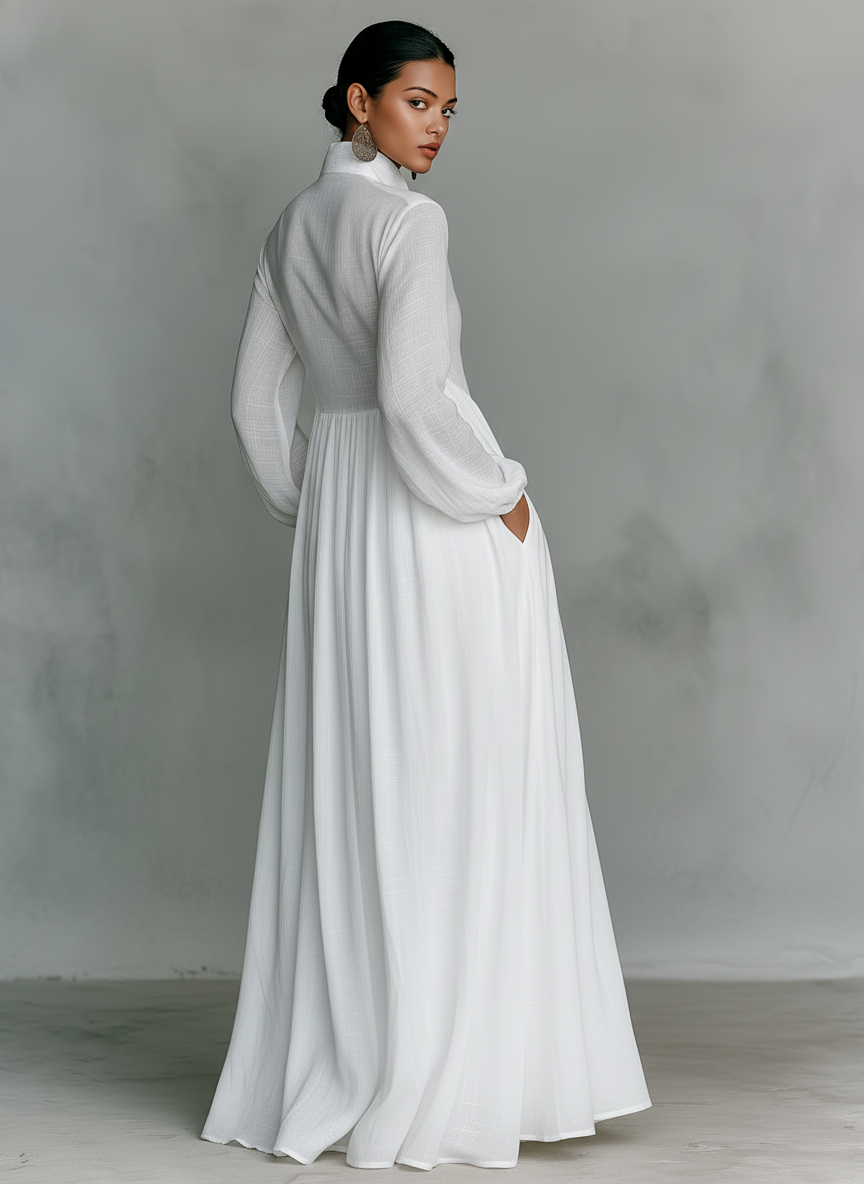Patchwork Flowy Collar Maxi Dress