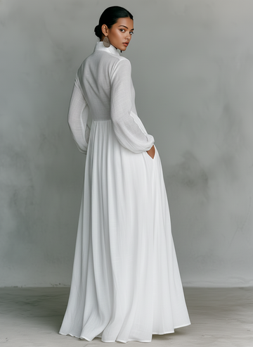 Patchwork Flowy Collar Maxi Dress